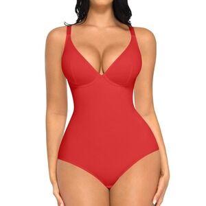 FeelinGirl‎ Shapewear Red Women Bodysuits for Women Tummy Control Body Suits XXL